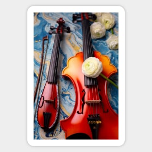 Pocket Violin With Baroque Violine And Flowers Sticker